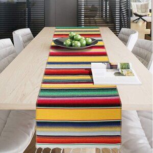 Mexican handwoven cotton table runner 14x84in